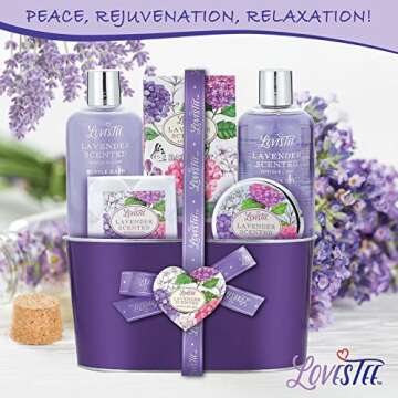 Bath and Body Spa Gift Basket for Women, Relaxing Home Spa Kit, Lavender Bath Gift Sets for Birthday, Mothers Day, Includes Bubble Bath, Shower Gel, Body Lotion, Bath Salt and Bath Bombs