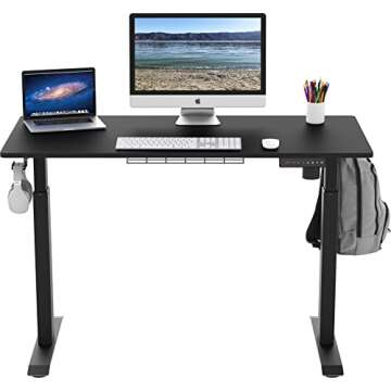 SHW Memory Preset Electric Height Adjustable Standing Desk, 48 x 24 Inches, Black