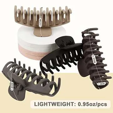 TOCESS Big Claw Clips for Women Large Claw Clip for Thin Thick Curly Hair 90's Strong Hold 4.33 Inch Nonslip Neutral Matte Hair Clips (4 Pcs)