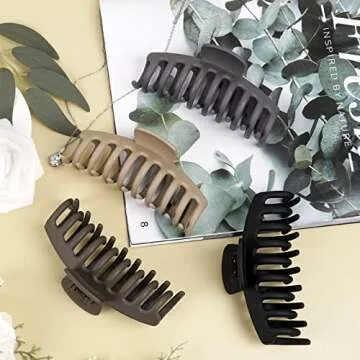 TOCESS Big Claw Clips for Women Large Claw Clip for Thin Thick Curly Hair 90's Strong Hold 4.33 Inch Nonslip Neutral Matte Hair Clips (4 Pcs)