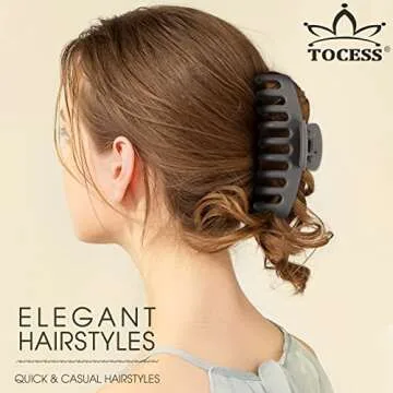 TOCESS Big Claw Clips for Women Large Claw Clip for Thin Thick Curly Hair 90's Strong Hold 4.33 Inch Nonslip Neutral Matte Hair Clips (4 Pcs)