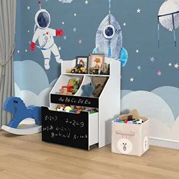 Kids Toy Storage Organizer with Chalkboard Surface