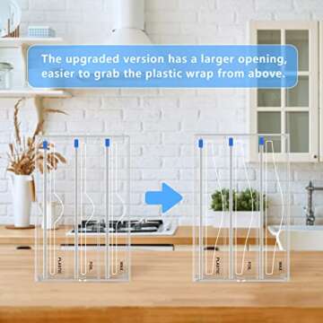 Kitchen Wrap Organizer for Drawer with Zip Cutter and Labels