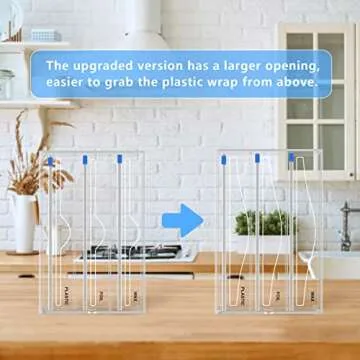 Kitchen Wrap Organizer for Drawer with Zip Cutter and Labels