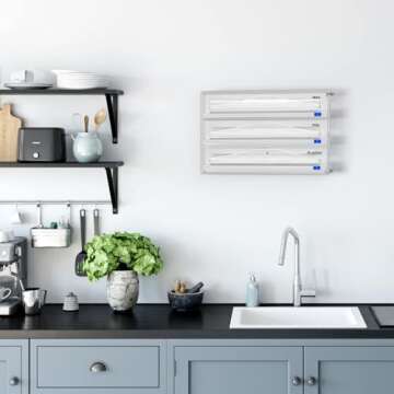 Kitchen Wrap Organizer for Drawer with Zip Cutter and Labels