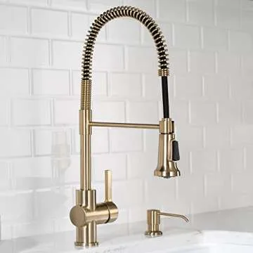 KRAUS Britt Commercial Style Pre-Rinse Kitchen Faucet with Deck Plate in Brushed Gold, KPF-1690BG