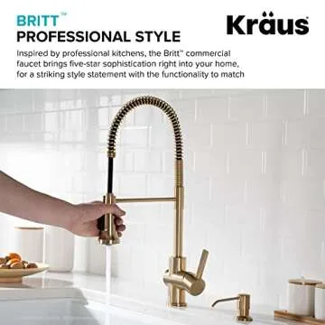 KRAUS Britt Commercial Style Kitchen Faucet in Brushed Gold