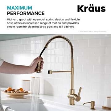 KRAUS Britt Commercial Style Pre-Rinse Kitchen Faucet with Deck Plate in Brushed Gold, KPF-1690BG