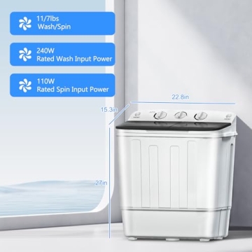 DOGHLY Twin Tub Washer - Compact 18lbs Capacity