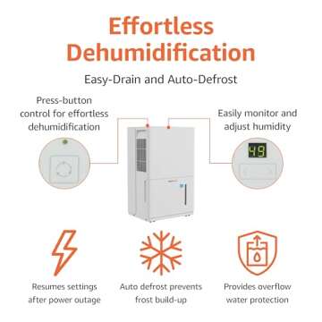Amazon Basics Large Dehumidifier for Basements, Bathroom, up to 4000 SFT, 50 Pint, Energy Star Certi...