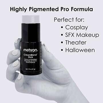 Mehron Makeup CreamBlend Stick | Face Paint, Body Paint, & Foundation Cream Makeup | Perfect for Halloween .75 oz (21 g) (Light Grey)