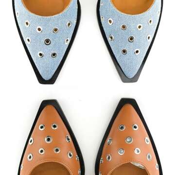 epiluta Brown Slingback Flats for Women with Pointed Toe Adjustable Strap Comfortable and Casual Design Ideal for Dress Occasions with Stylish Grommet Details Size 6