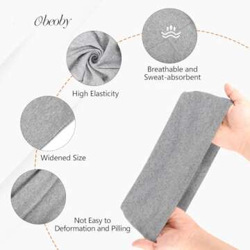 6 Pack Wide Headbands for Women, Cotton Stretchy Headband for Women Non Slip Sports Head Bands for Women's Hair (Black, White, Gray)