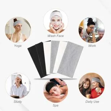 6 Pack Wide Headbands for Women, Cotton Stretchy Headband for Women Non Slip Sports Head Bands for Women's Hair (Black, White, Gray)