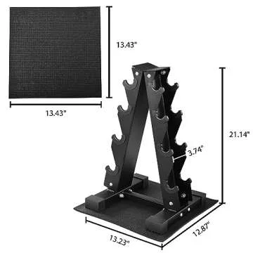 Fitvids 100LB Rubber Coated Hex Dumbbell Weight Set and Storage Rack, 5-20 lbs Pairs