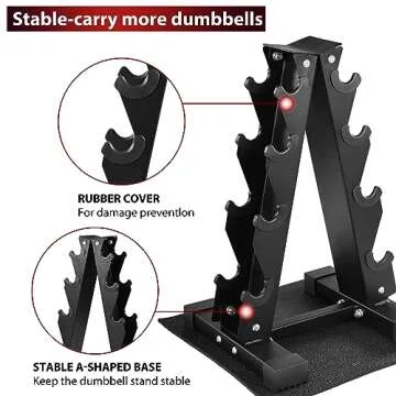 Fitvids 100LB Rubber Coated Hex Dumbbell Weight Set and Storage Rack, 5-20 lbs Pairs