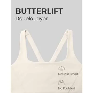 CRZ YOGA Butterlift Double Lined Square Neck Sports Bras for Women - Wireless V-Shaped Racerback Workout Yoga Top Non Padded Mojave Tan Medium