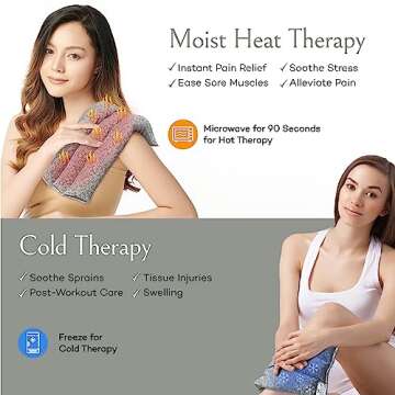 SacksyThyme Microwave Heating Pad for Back, Neck, Menstrual Cramps, Shoulders, Leg Pain Relief - Hot Moist Microwavable Therapy Pack - Gray Unscented Flaxseed Heat Pad Made in USA