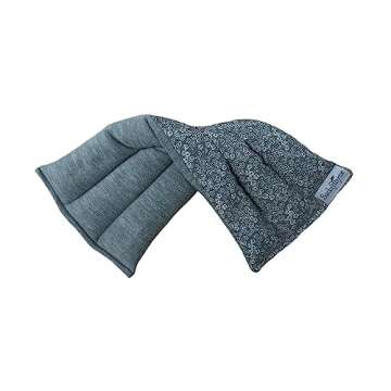 SacksyThyme Microwave Heating Pad for Back, Neck, Menstrual Cramps, Shoulders, Leg Pain Relief - Hot Moist Microwavable Therapy Pack - Gray Unscented Flaxseed Heat Pad Made in USA