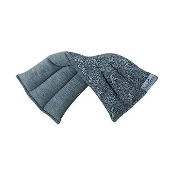 SacksyThyme Microwave Heating Pad for Back, Neck, Menstrual Cramps, Shoulders, Leg Pain Relief - Hot Moist Microwavable Therapy Pack - Gray Unscented Flaxseed Heat Pad Made in USA