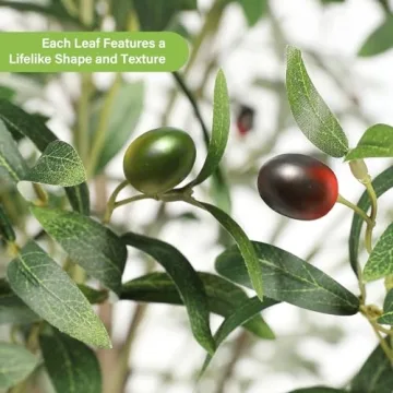 Feelead Faux Olive Tree 8ft (96") - Fake Large Olive Trees Indoor with Artificial Olive Branches and Lifelike Fruits - 8 Feet Artificial Olive Tree with Planter for Home Office Decor