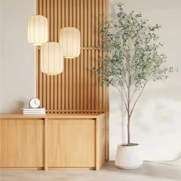 Feelead Faux Olive Tree 8ft (96") - Fake Large Olive Trees Indoor with Artificial Olive Branches and Lifelike Fruits - 8 Feet Artificial Olive Tree with Planter for Home Office Decor