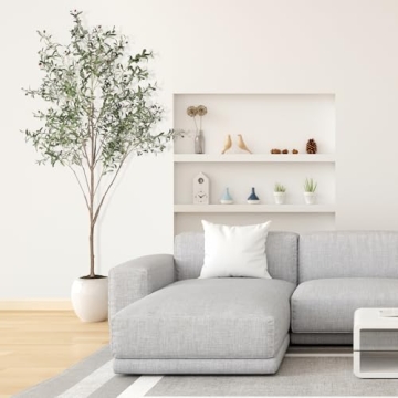 Feelead Faux Olive Tree 8ft (96") - Fake Large Olive Trees Indoor with Artificial Olive Branches and Lifelike Fruits - 8 Feet Artificial Olive Tree with Planter for Home Office Decor