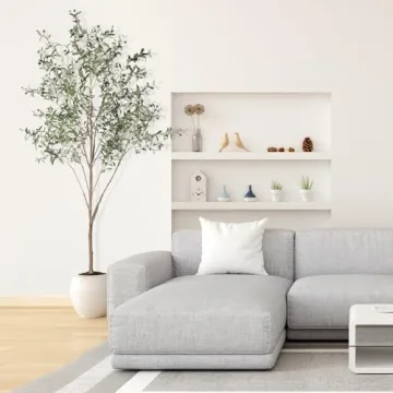 Feelead Faux Olive Tree 8ft (96") - Fake Large Olive Trees Indoor with Artificial Olive Branches and Lifelike Fruits - 8 Feet Artificial Olive Tree with Planter for Home Office Decor