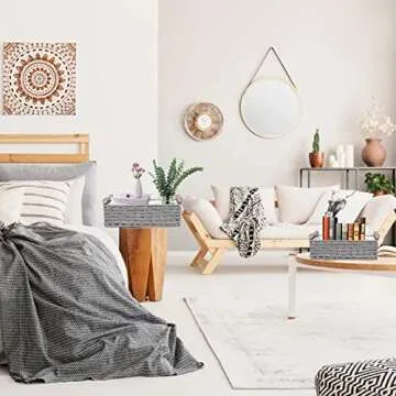 HOSROOME Stylish Round Paper Rope Storage Baskets Set