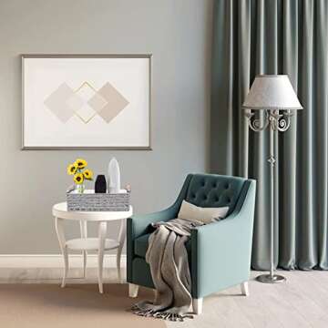 HOSROOME Round Paper Rope Storage Basket Wicker Baskets for Organizing with Handle Decorative Storage Bins for Countertop Toilet Paper Basket for Toilet Tank Top Small Baskets Set (Set of 2,Grey)