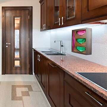 Cozee Bay Bamboo Bag Storage Organizer for Kitchen Drawer, Baggie organizer, Compatible with Gallon, Quart, Sandwich and Snack Variety Size Bags (Vintage Brown)