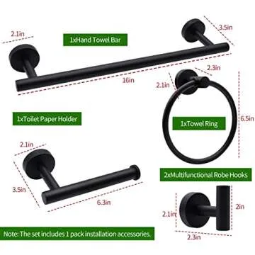 5pcs Matte Black Bathroom Hardware Set for Stylish Bathrooms