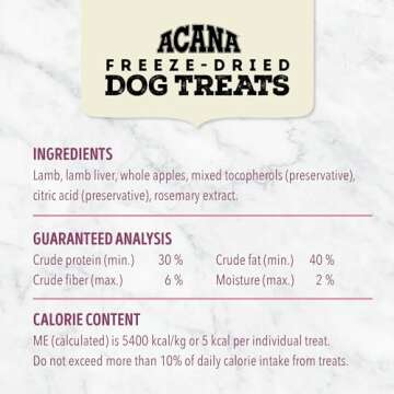 ACANA Singles Freeze Dried Dog Treats, Limited Ingredient Grain Free Lamb & Apple Recipe, 1.25oz
