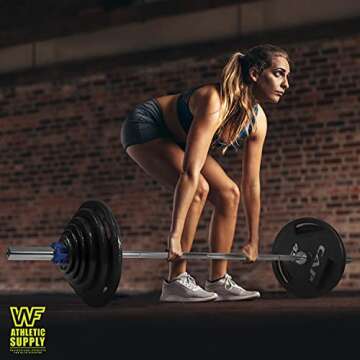 WF Athletic Supply Cast Iron 2-Inch Olympic Grip Plate for Strength Training, Muscle Toning, Weight Loss & CrossFit - Charcoal, 25LB, Set of 2