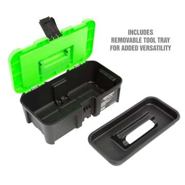 OEMTOOLS 22161 19" and 12.5" Tool Box Set, Plastic Portable Tool Box, Tool Box Organizer Tray, 3 Compartments and 2 Removable Box Dividers, Lockable Storage