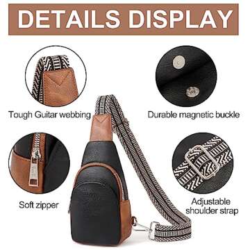 CLUCI Small Sling Bag for Women,Vegan Leather Crossbody Bags for Women,Fanny Packs with Guitar Strap