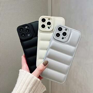 ESPRELA Puffer Phone Case,Luxury Down Jacket Touch The Trendy Puffer Case for iPhone 14 pro max,Black