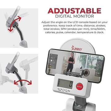 Sunny Health & Fitness Smart Compact Magnetic Rowing Machine with Exclusive SunnyFit® App Enhanced Bluetooth Connectivity – SF-RW521020