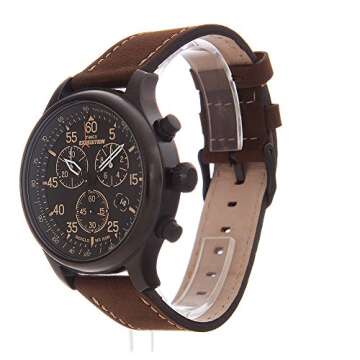 Timex Men’s T49905 Expedition Field Chronograph Black/Brown Leather Strap Watch