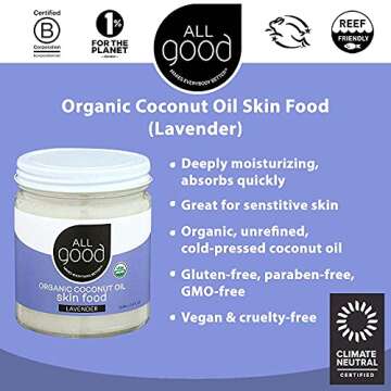 All Good Organic Coconut Oil Skin Food with Lavender - 7.5 oz