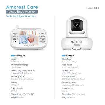 Amcrest AC-2 Video Baby Monitor with Two-Way Audio