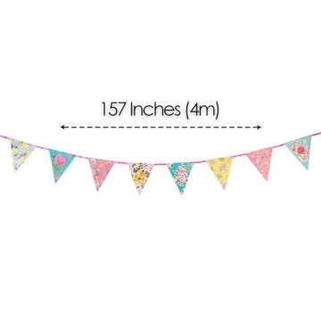 Talking Tables 13ft Vintage Floral Paper Bunting: Perfect for Parties and Home Decor
