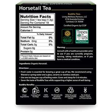 Buddha Teas - Horsetail - Organic Herbal Tea - For Cognitive Balance & Overall Health - With Antioxi...