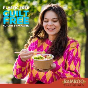 Travel Utensils Set: Eco-friendly Bamboo Fork, Knife, Spoon
