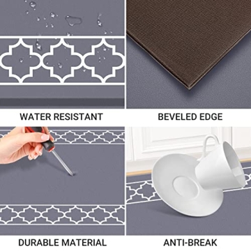 LuxStep Anti-Fatigue Kitchen Mat 2 PCS Memory Foam Grey
