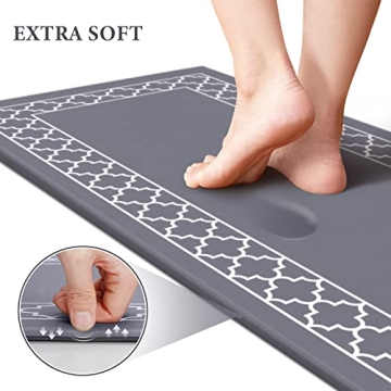 LuxStep Anti-Fatigue Kitchen Mat 2 PCS Memory Foam Grey