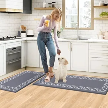 LuxStep Anti-Fatigue Kitchen Mat 2 PCS Memory Foam Grey