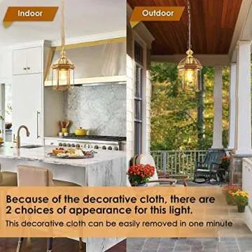 Outdoor Brass Hanging Light Fixtures, Waterproof Pendant Lighting Exterior Light Ceiling Porch Light, Chain Adjustable with Clear Glass Gold Outside Lights for House Entryway Yard Doorway Kitchen