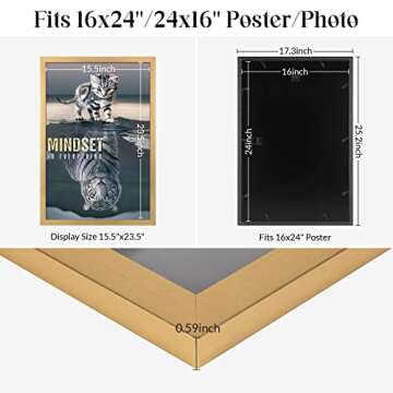 JDZIVTOP Ornate Gold 16x24 Frame 2 Pack, Antique 24x16in Canvas Poster Picture Frame Set of 2, Large Gallery Family Concert Portrait Photo Frame, Anniversary/Birthday/Wedding/Thank you/Christmas Gift