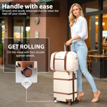 Coolife Luggage Set Suitcase Carry On Luggage PC Hardshell Luggage TSA Lock Spinner Wheels Telescopi...